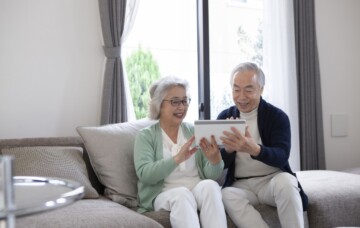 Senior couple on digital device