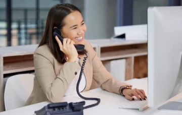 Sales team member on phone call